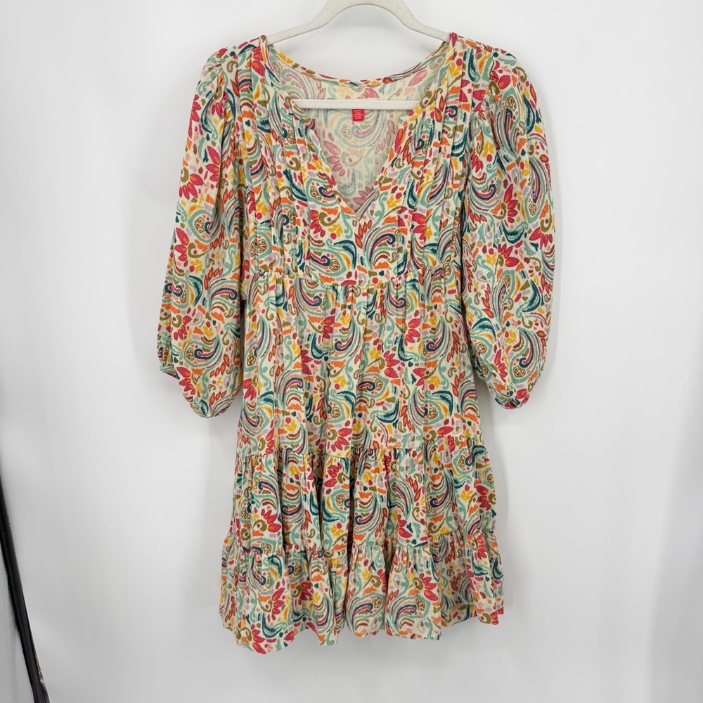Marine Layer Scarlett Mini Dress in a multi-color paisley pattern sz S